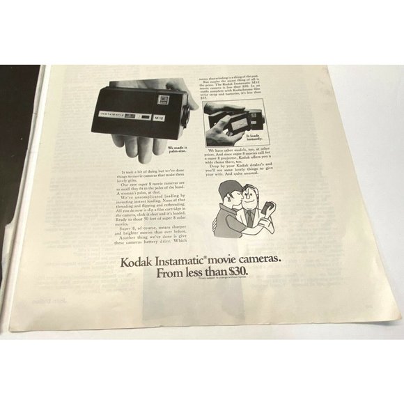 Kodak Instamatic Movie Camera Vintage Print Ad 1968 Magazine 2 Page Original - Picture 5 of 8